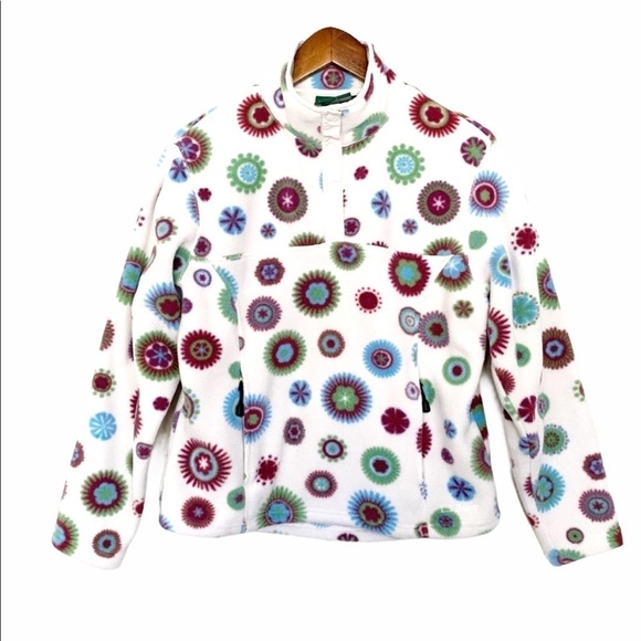 L.L. Bean T Snap Pullover Circle Patterned Sweater Jacket - Picture 1 of 8